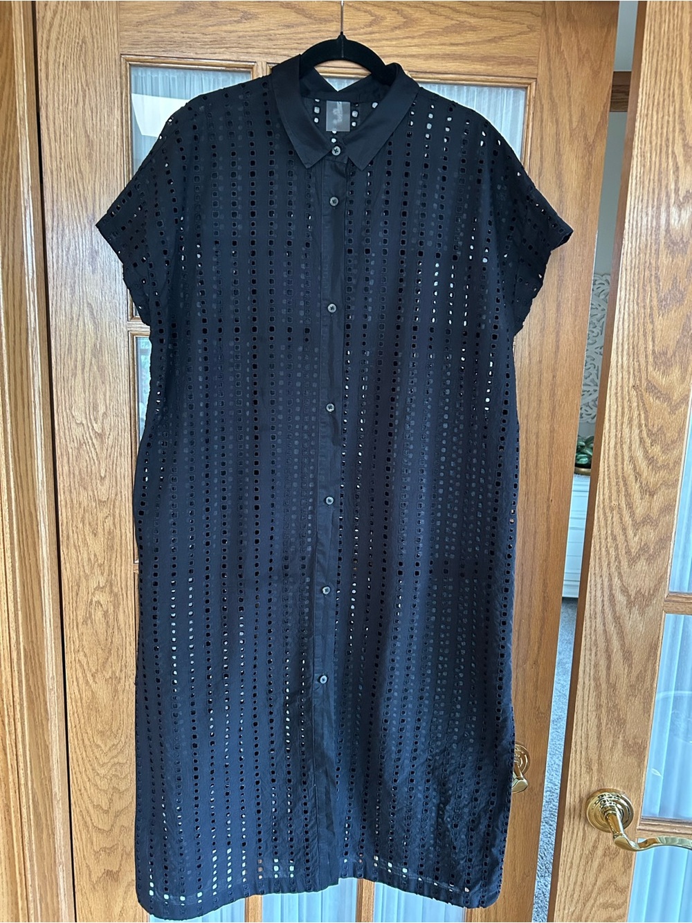 CALIA by Carrie Underwood Black Eyelet Button-Front Swim Coverup - Picture 2 of 9